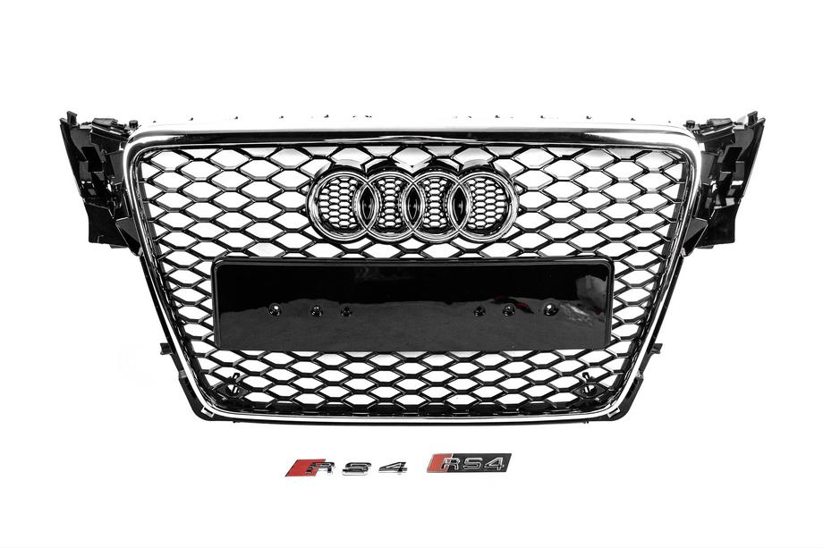 Audi A4 B8 2007-2015 Front Grille RS-Style V-2 (2007-2011, black with chrome) Image