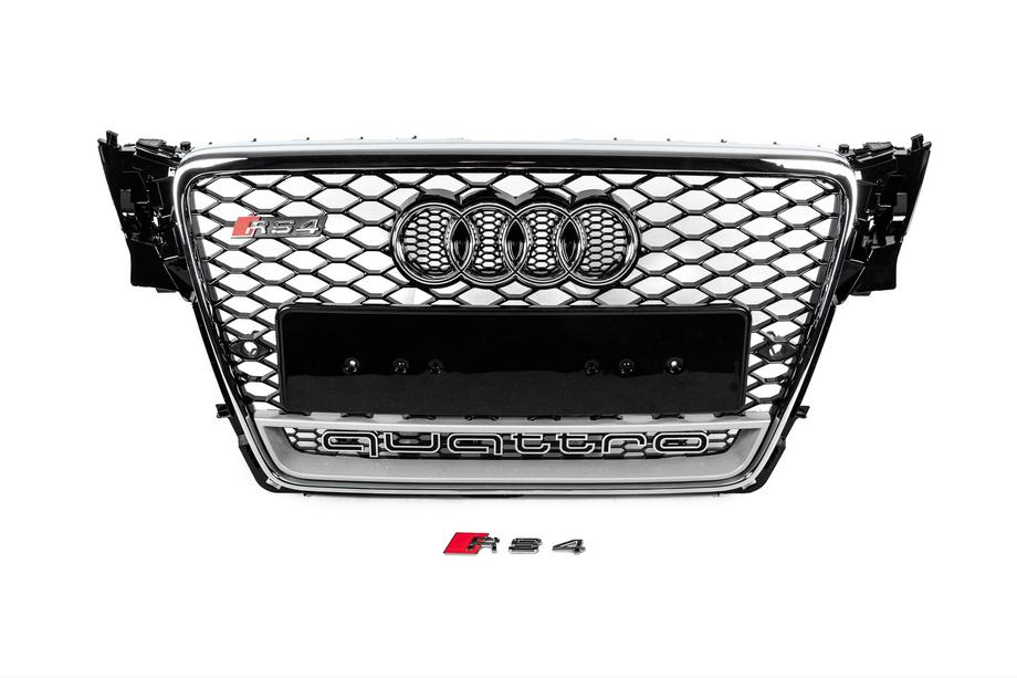 Audi A4 B8 2007-2015 Front grille with Quattro lettering RS-style (2007-2011, black) Image