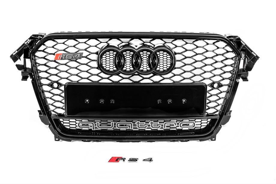 Audi A4 B8 2007-2015 Front grille RS-style black with Quattro lettering (2012-2015) Image