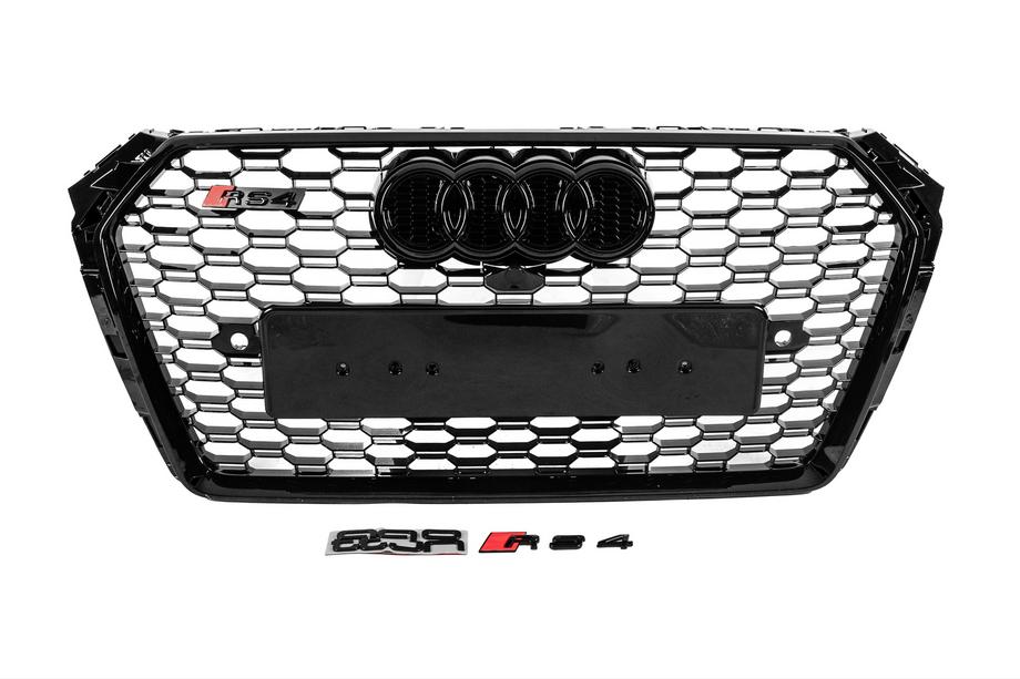 Audi A4 B9 2015-2024 Front RS-style grille with Quattro lettering (2015-2019, black) Image
