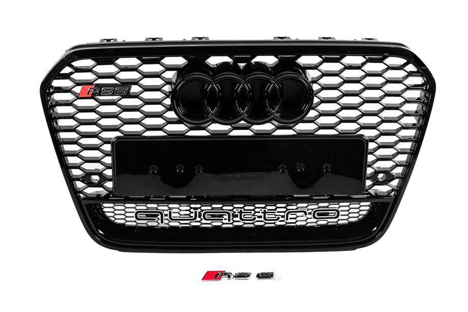 Audi A6 C7 2011-2017 Front grille RS-style black with Quattro emblem (2011-2014) Image