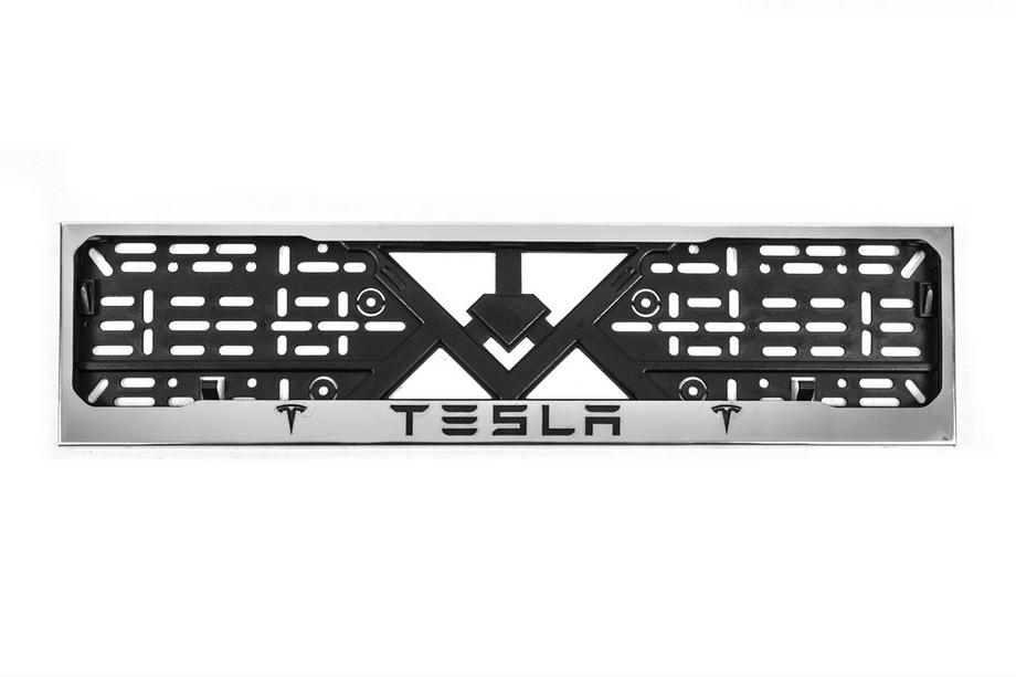 Tesla License Plate Frame Chrome (1 pc, Stainless Steel) Image
