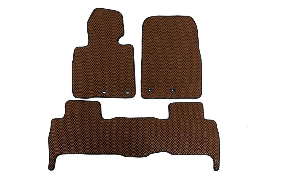 Toyota Land Cruiser 200 2007-2021 EVA V-2 Polyurethane Floor Mats (2012-2021, Brown) Image