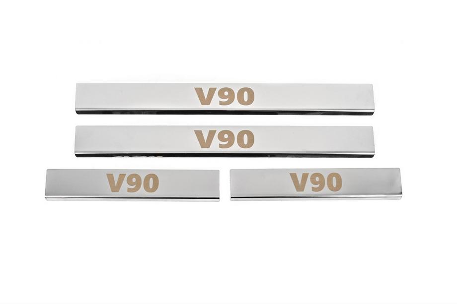 Volvo S90/V90 2016- Carmos Door Sill Protectors (4 pcs, Stainless Steel) Image