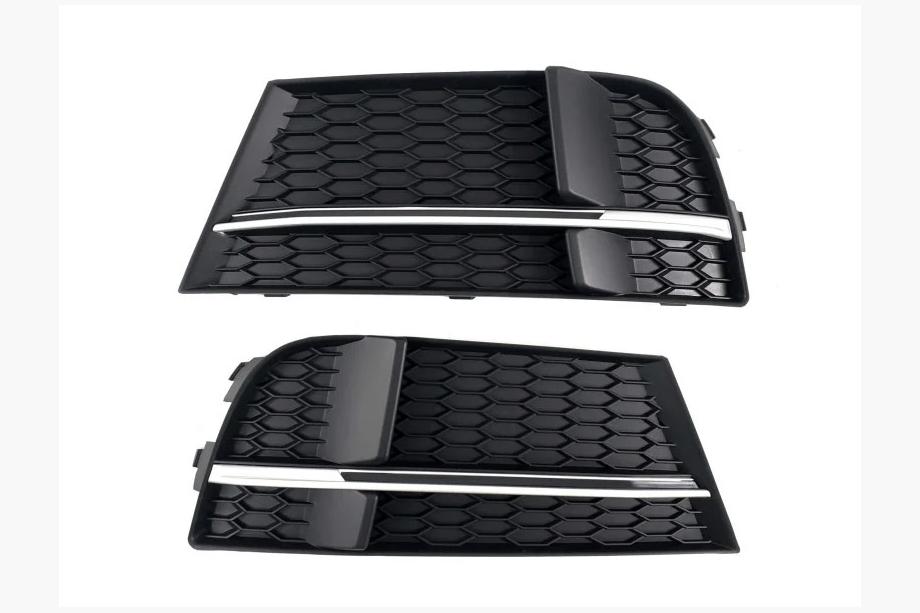Audi A3 2012-2020 Fog Light Grilles S-Style V-2 (2016-2020, 2 pcs, Black) Image