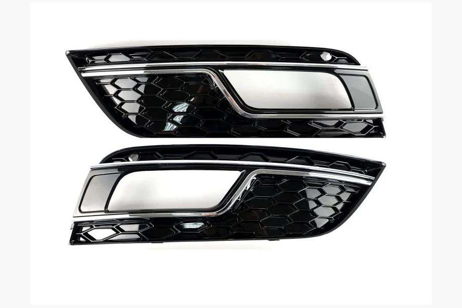 Audi A4 B8 2007-2015 Fog Light Grilles RS-Style (2012-2015, 2 pcs, Black) Photo 2