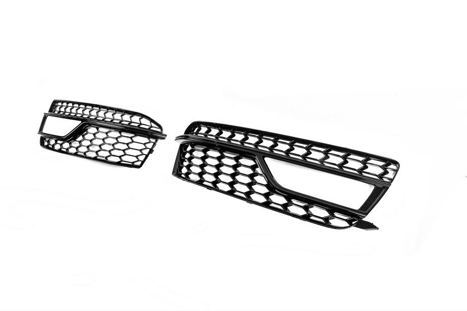 Audi A5 2007-2015 Fog Light Grilles RS-Style (Sport, 2011-2015, 2 pcs, Black) Photo 3