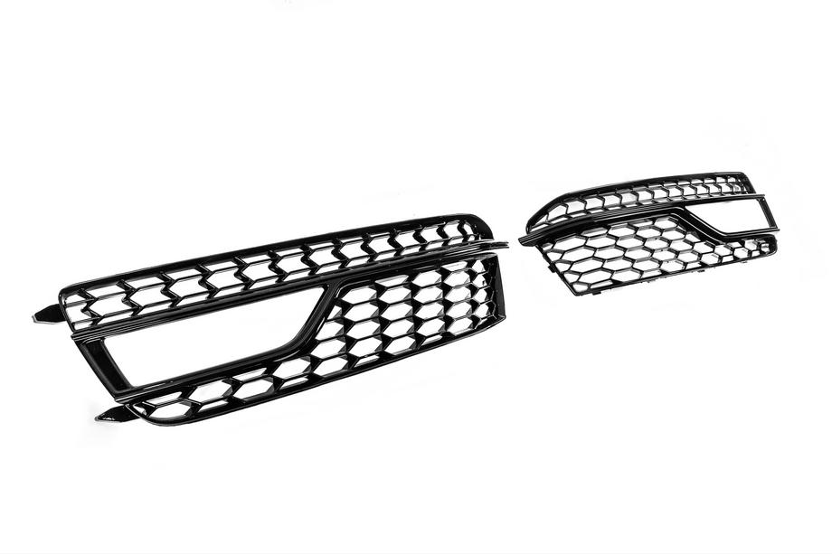 Audi A5 2007-2015 Fog Light Grilles RS-Style (Sport, 2011-2015, 2 pcs, Black) Photo 1