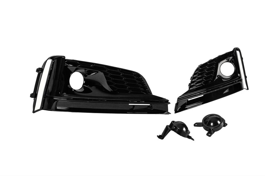Audi A5 2016-2025 Fog Light Grilles with Fog Lights (2016-2019, 2 pcs, Black) Photo 3