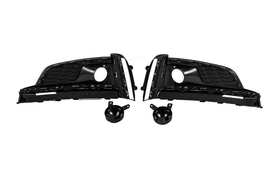 Audi A5 2016-2025 Fog Light Grilles with Fog Lights (2016-2019, 2 pcs, Black) Photo 4