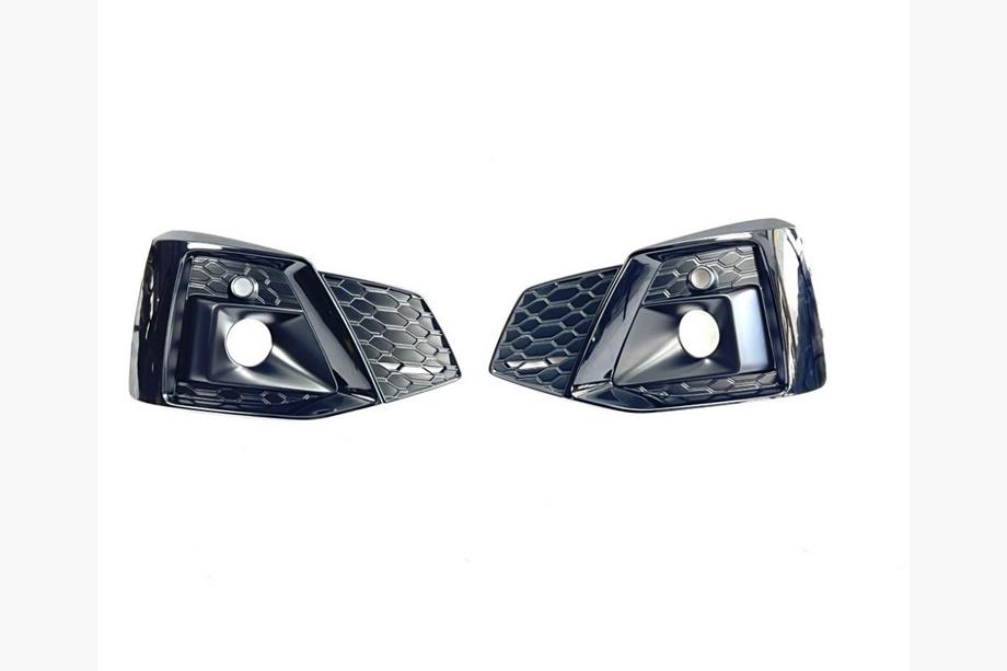 Audi A5 2016-2025 Fog light grilles with fog lights RS-Style (For S-Line, 2020-2025, 2 pcs, Black) Photo 2
