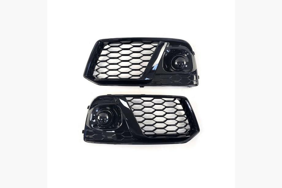 Audi Q5 2017-2025 Fog Light Grilles with Fog Lamp RS-Style (2017-2020, 2 pcs, Black) Image