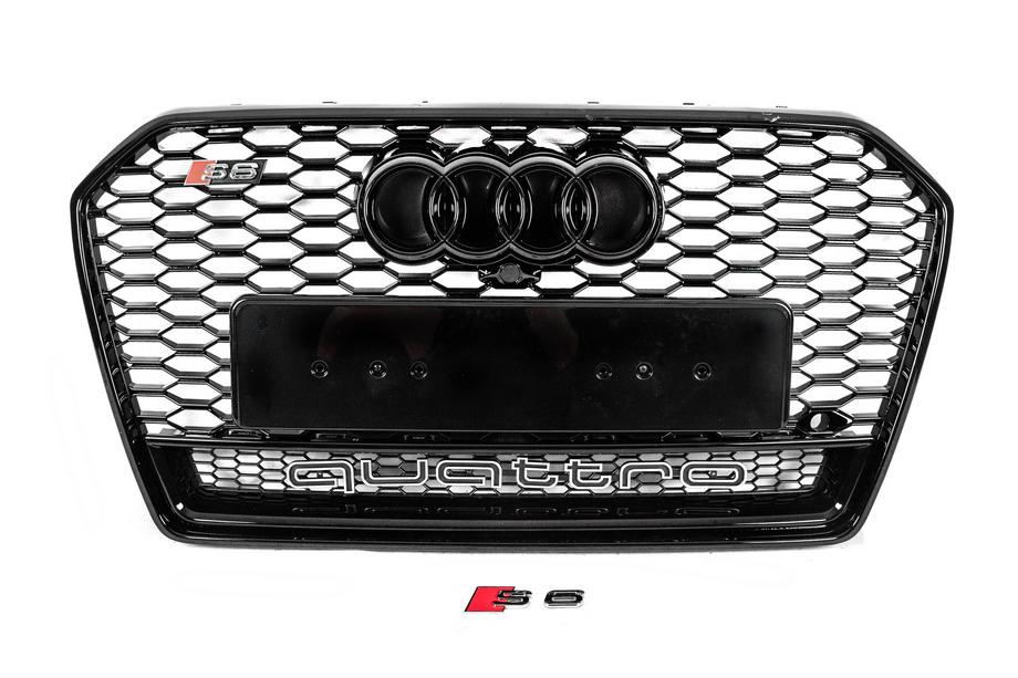 Audi A6 C7 2011-2017 Front black RS-style grille with Quattro badge (2014-2017) Image