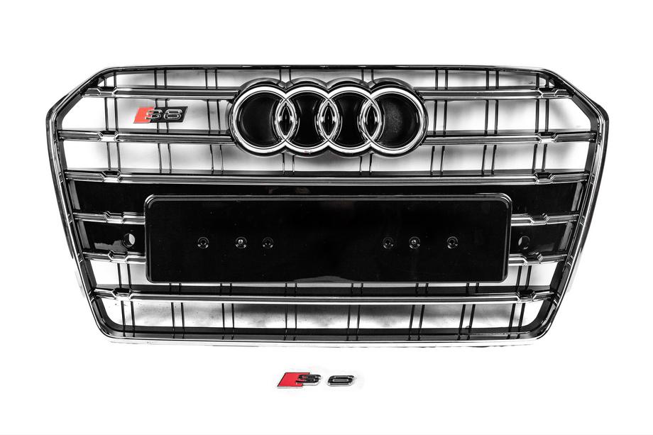 Audi A6 C7 2011-2017 Front Grille Black with Chrome Frame S-Style (2014-2017) Image