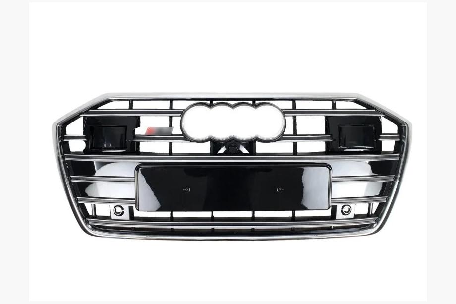 Audi A6 C8 2018–2025 Front Grille S-Style (with ACC, black with chrome) Image