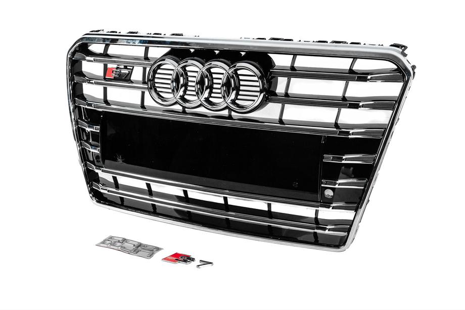 Audi A7 2010-2018 Front Grille S-Style (2010-2014, black with chrome) Photo 2