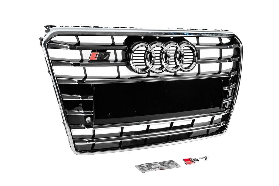 Audi A7 2010-2018 Front Grille S-Style (2010-2014, black with chrome) Photo 3