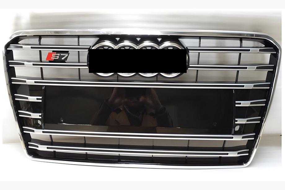 Audi A7 2010-2018 Front Grille S-Style (2015-2018, Black with Chrome) Image