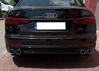 Audi A6 C8 2018–2025 Rear diffuser with exhaust tips S-Style Silver (for S / S-Line) photo 1