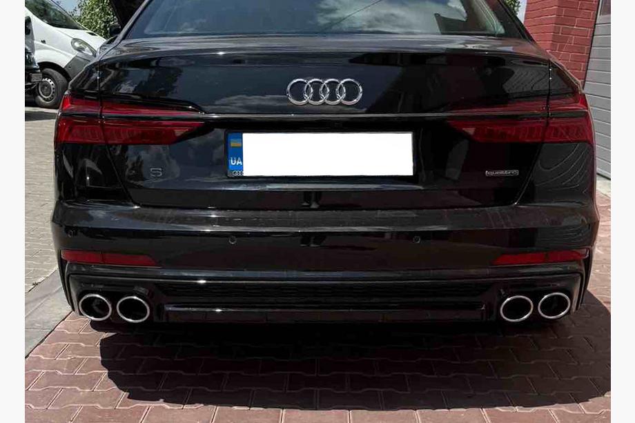 Audi A6 C8 2018–2025 Rear diffuser with exhaust tips S-Style Silver (for S / S-Line) Image