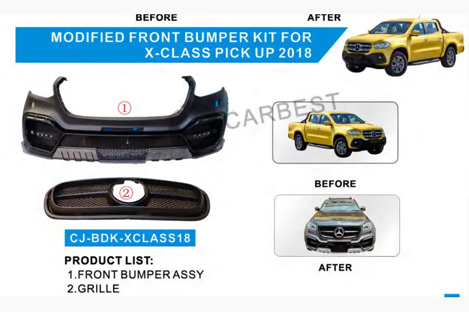Mercedes X class 2017-2020 Front bumper with grille (AMG style) Image