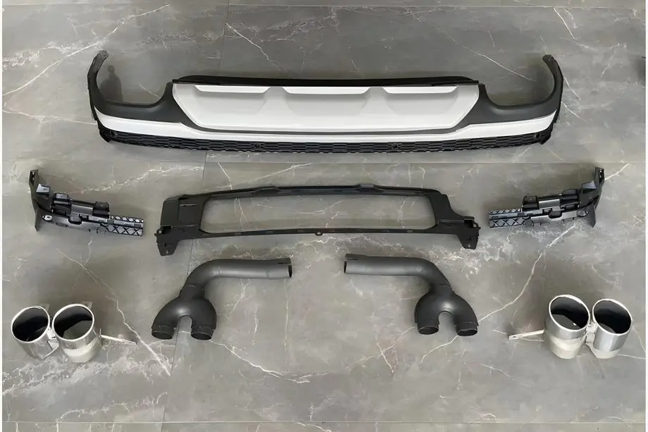 Audi Q7 2015–2026 Rear Diffuser with Tips QRS-Style (2020+, Gray) Image