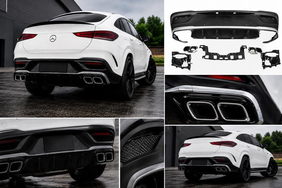 Mercedes GLE coupe C167 2019- Rear diffuser with exhaust tips (GLE63 design) Image
