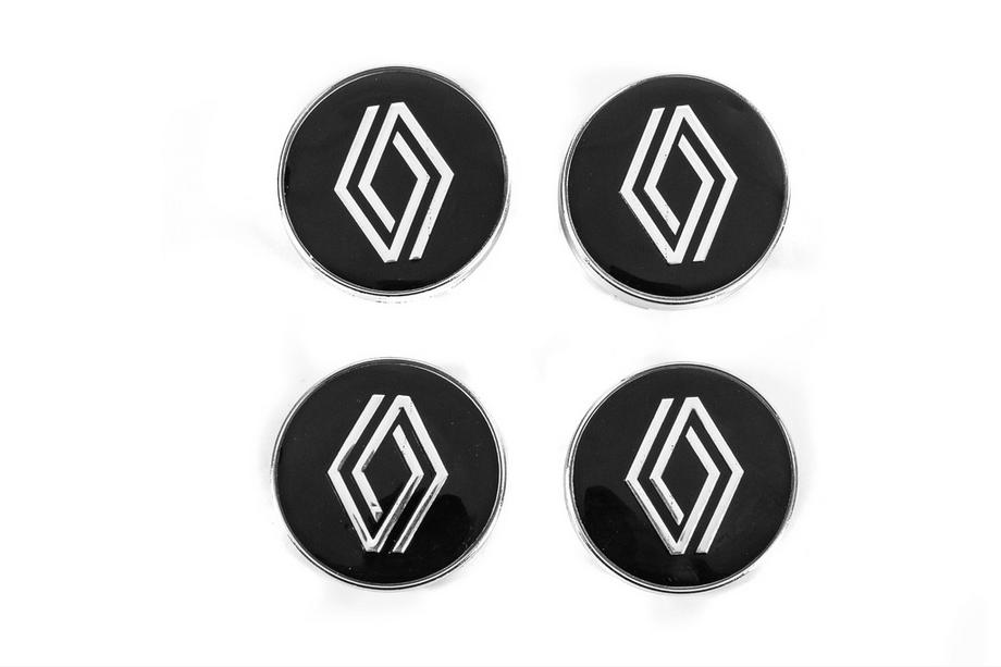 Renault Black wheel center caps with ring (59mm to 55mm, 4 pcs) Image