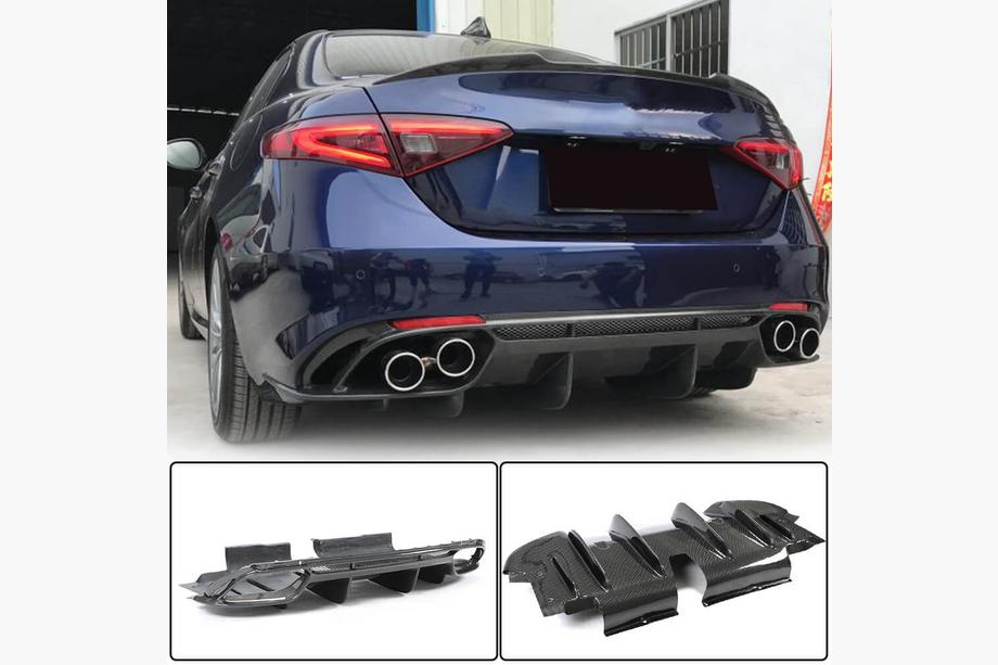 Alfa Romeo Giulia 2016-2022 Rear Bumper Diffuser V1 (for Base, Carbon) Image