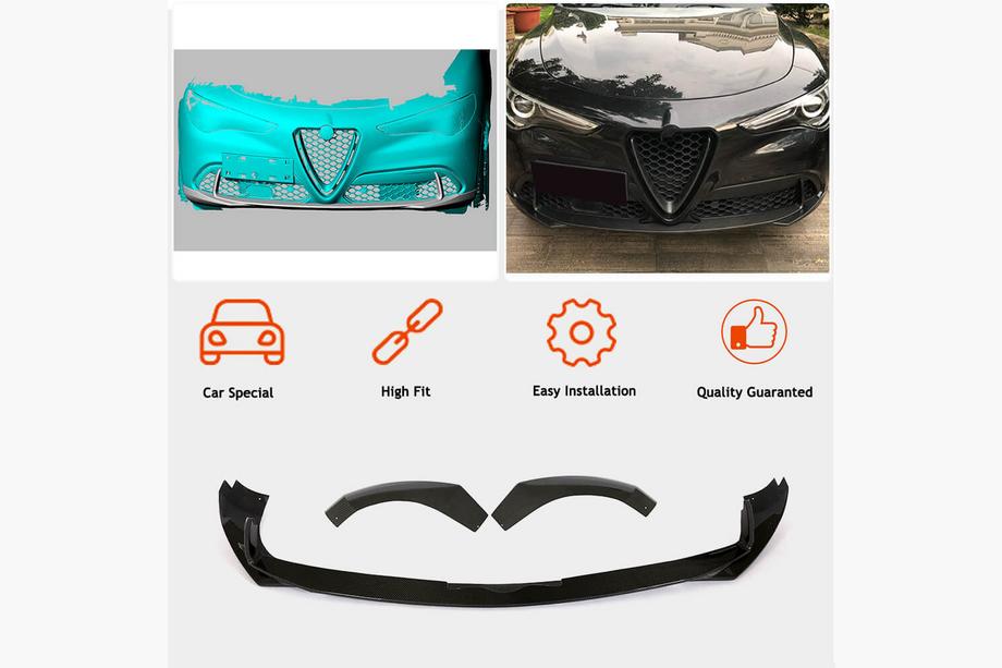 Alfa Romeo Stelvio 2016- Front lip spoiler (for Base, 2017-2023, ABS) Photo 2