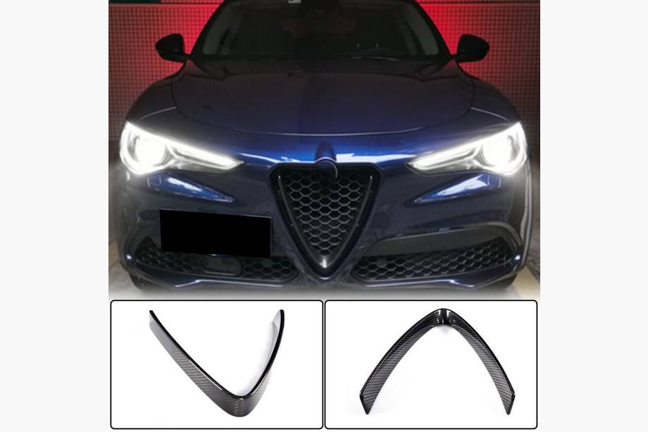 Alfa Romeo Stelvio 2016- Front Grille Cover (2017-2023, Dry Carbon) Photo 1