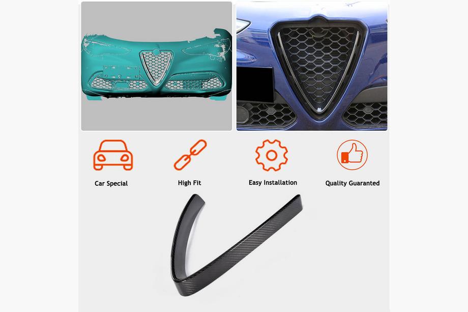 Alfa Romeo Stelvio 2016- Front Grille Cover (2017-2023, Dry Carbon) Photo 2