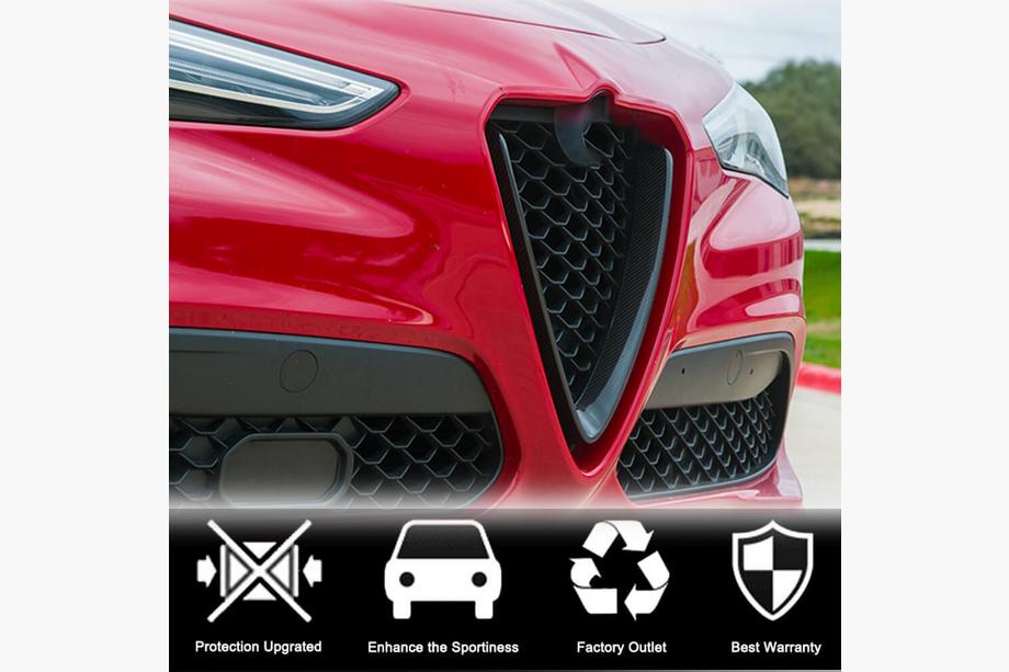 Alfa Romeo Stelvio 2016- Front Grille Cover (2017-2023, Dry Carbon) Photo 6