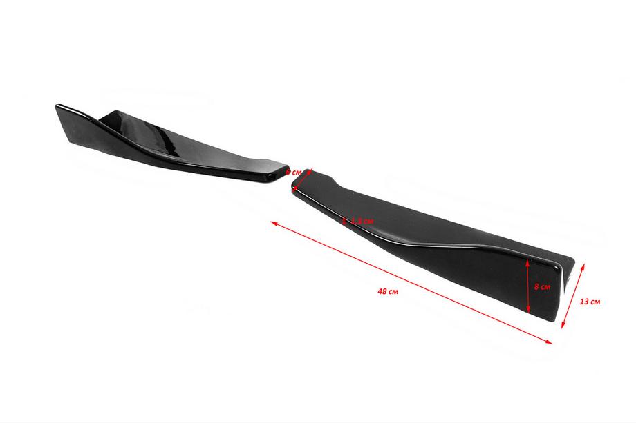 Universal Flap Rear Bumper Extensions Type-B (2 pcs, Gloss Black, ABS Plastic) Photo 2