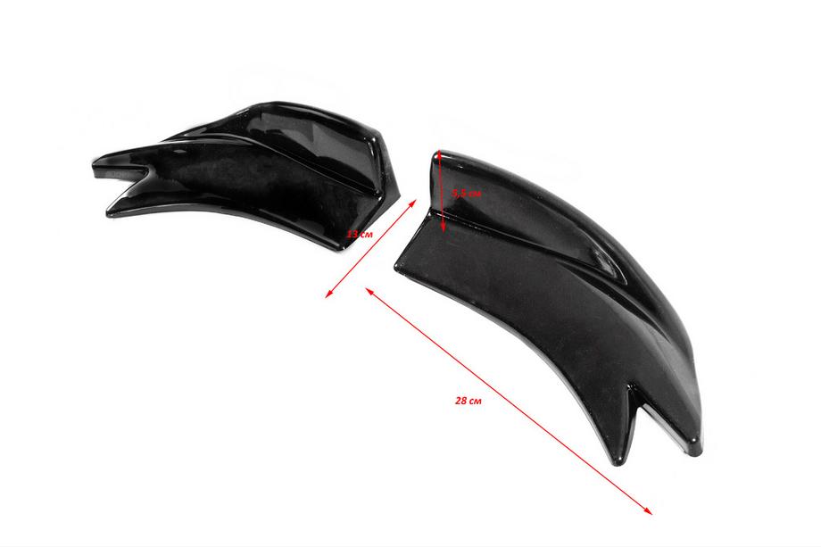 Universal Flap Rear Bumper Extensions Type-F (2 pcs, Gloss Black, ABS Plastic) Photo 2