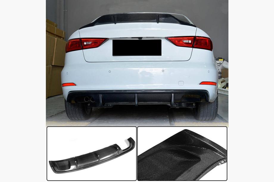Audi A3 2012-2020 Rear Bumper Diffuser V2 (for Base Sedan 2012-2016, Carbon) Image