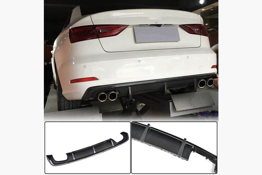 Audi A3 2012-2020 Rear bumper diffuser V1 (for Base Sedan 2012-2016, Carbon) Image