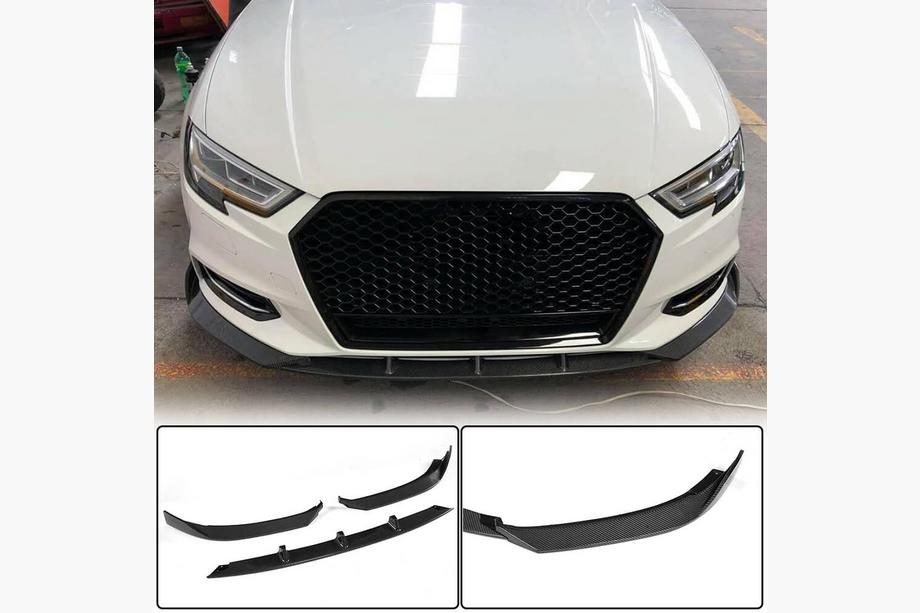 Audi A3 2012-2020 Front Bumper Lip Lip V1 (for Base 2017-2020 Sedan, Carbon) Image