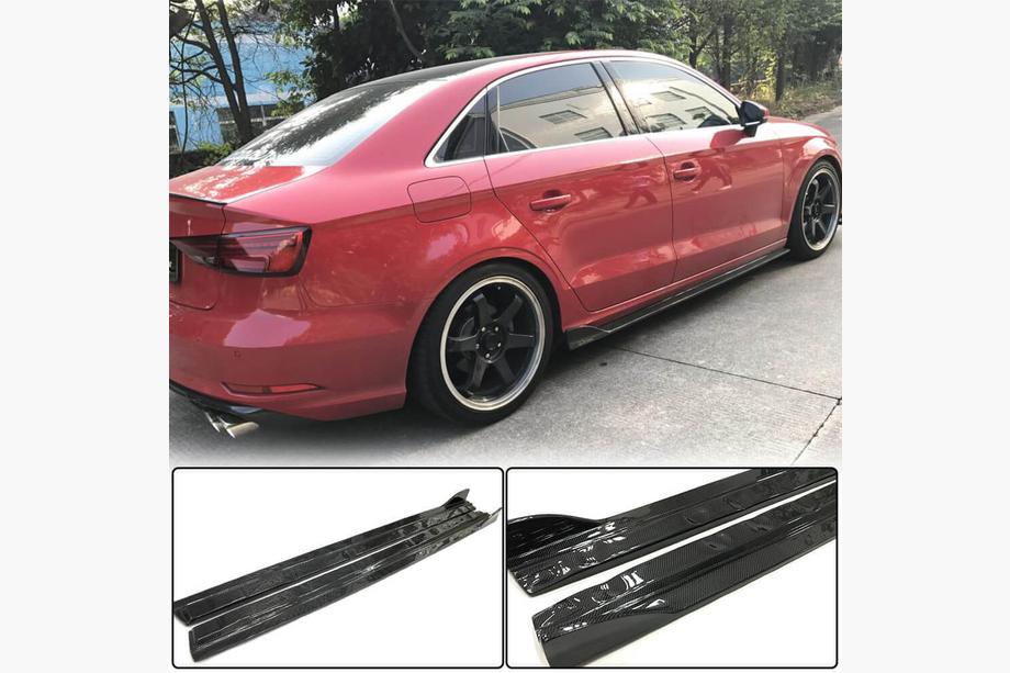 Audi A3 2012-2020 Side Skirts (for Base Sedan, Carbon) Image