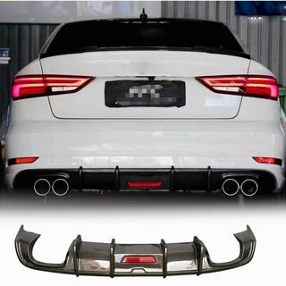 Rear bumper diffuser with LED brake light (for Base Sedan 2017-2020, Carbon) photo 1