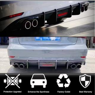 Rear bumper diffuser with LED brake light (for Base Sedan 2017-2020, Carbon) photo 2