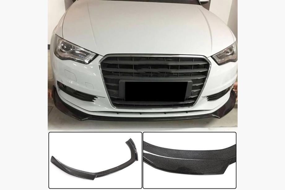 Audi A3 2012-2020 Front bumper lip Lip V1 (for Base 2012-2016 Sedan, Carbon) Image