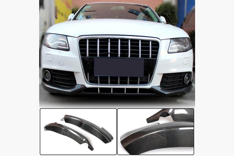 Audi A4 B8 2007-2015 Front Bumper Flap Extensions (for Base 2007-2011, Carbon) Image