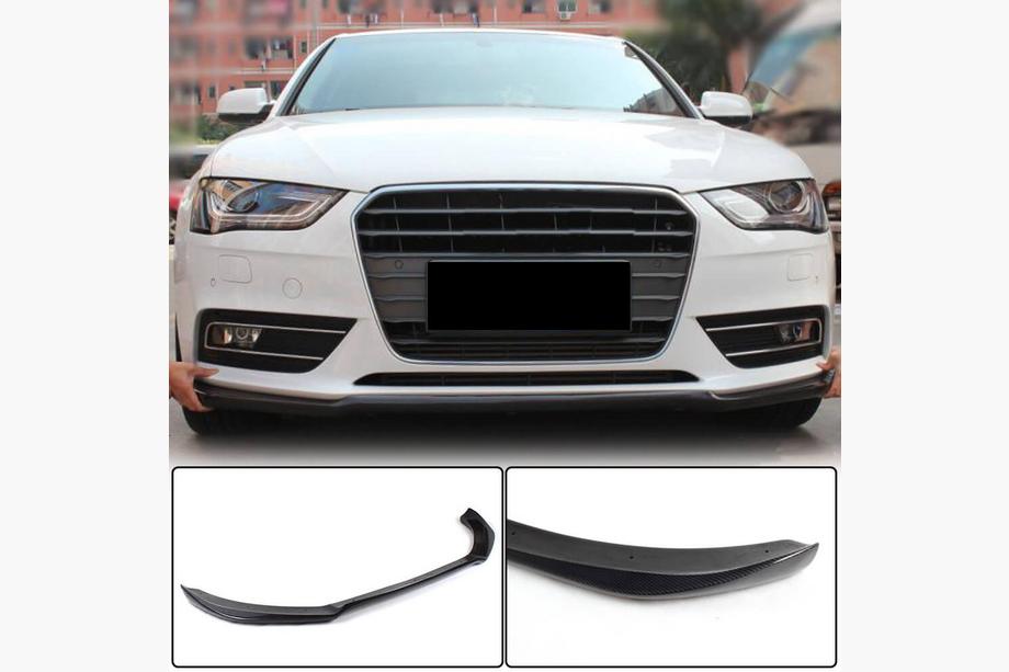 Audi A4 B8 2007-2015 Front Bumper Lip Spoiler (for Base 2011-2015, Carbon) Image