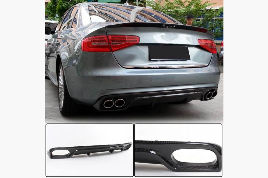 Audi A4 B8 2007-2015 Rear Bumper Diffuser (for Base 2011-2015, Carbon) Image