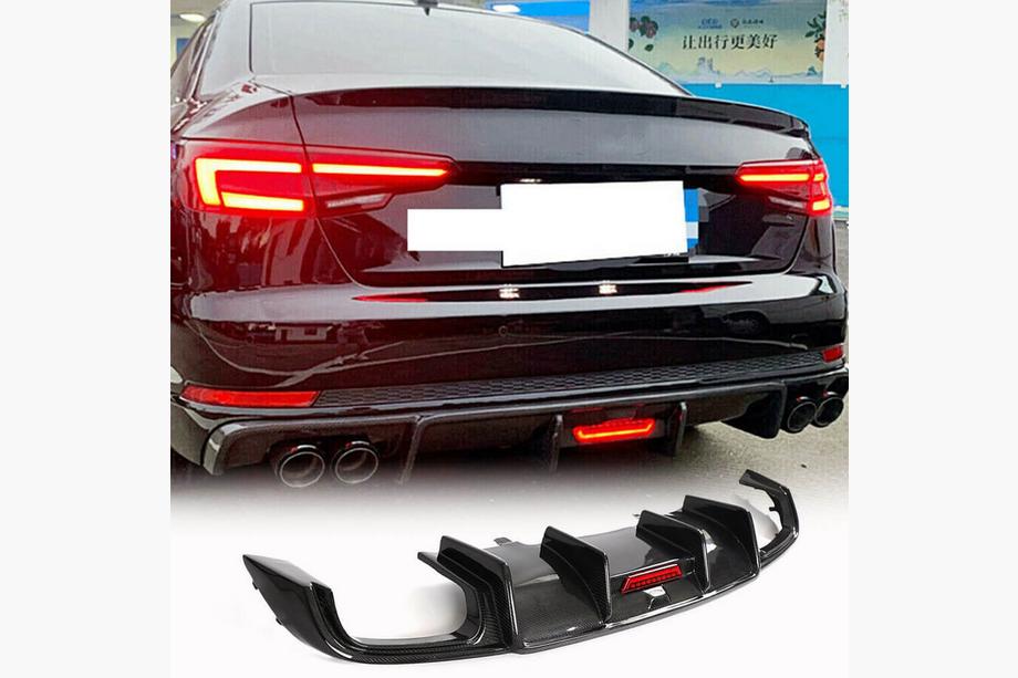 Audi A4 B9 2015-2024 Rear bumper diffuser (for Base Sedan 2015-2019, Carbon) Image