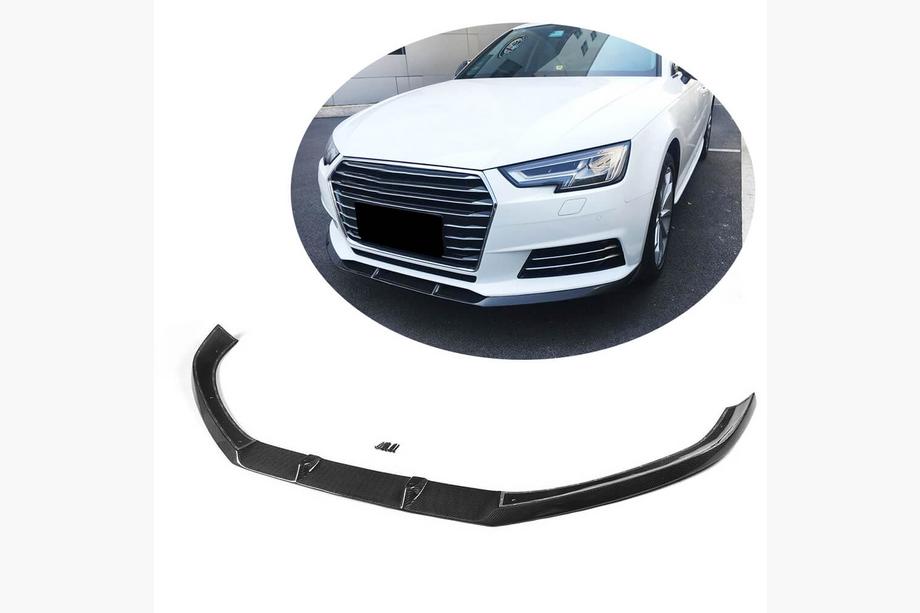 Audi A4 B9 2015-2024 Front bumper lip spoiler Lip V1 (for Base Sedan 2015-2019, Carbon) Image