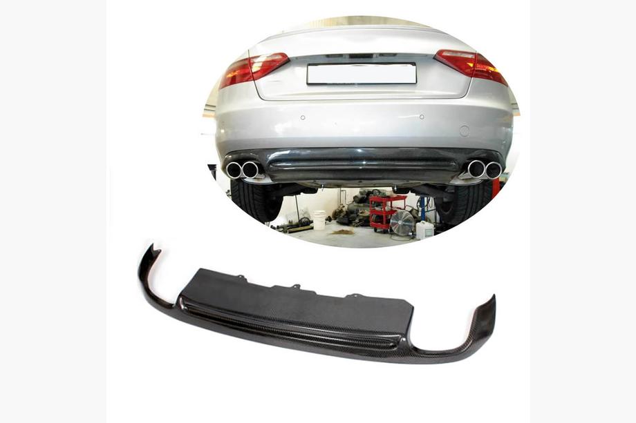 Audi A5 2007-2015 Rear Bumper Diffuser (for Base Coupe/Cabriolet 2007-2011, Carbon) Image