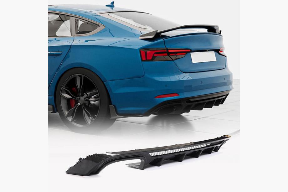 Audi A5 2016-2025 Rear Bumper Diffuser V3 (for S-Line 2016-2020, Carbon) Image