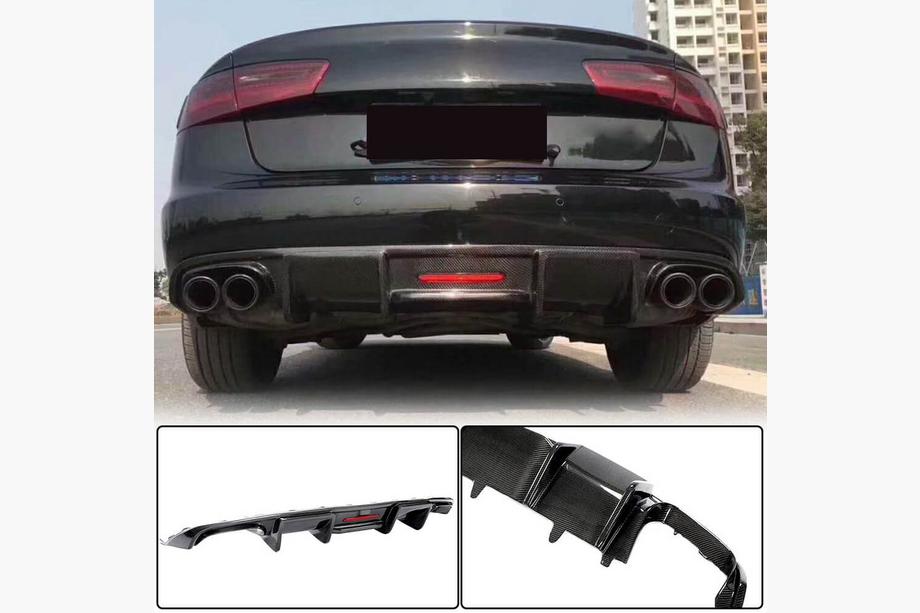 Audi A6 C7 2011-2017 Rear Bumper Diffuser Carbon (for Base 2014-2018) Image